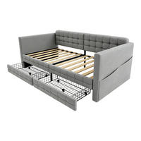 POLSTERBETT 90/190 cm DE-32664 mit 2 Schubladen Hellgrau - Hellgrau, Metall (90/190cm) - ComfortXL