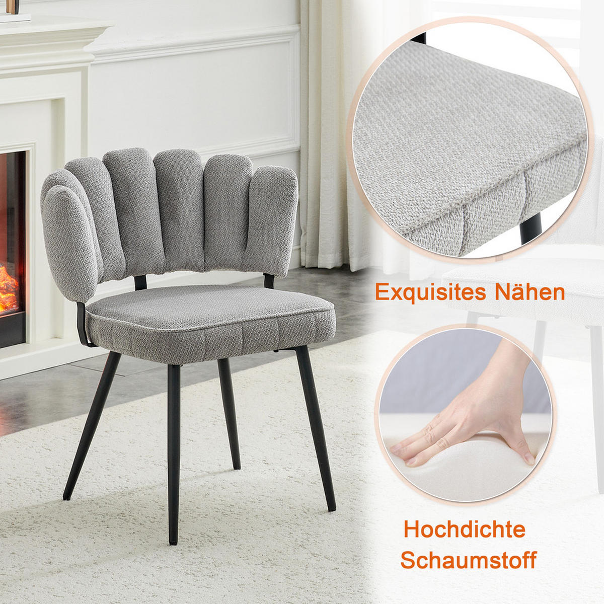 TISCHGRUPPE 3-tlg Runder Tisch 60 cm mit 2 Stühlen Grau - Grau, Metall (73.5/21.5/76cm) - Raelunyi