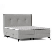 BOXBETT Menzzo Grau 180/200 cm mit Matratze und Topper - Schwarz/Grau, Holz/Holzwerkstoff (180/200cm) - Maison de Reve