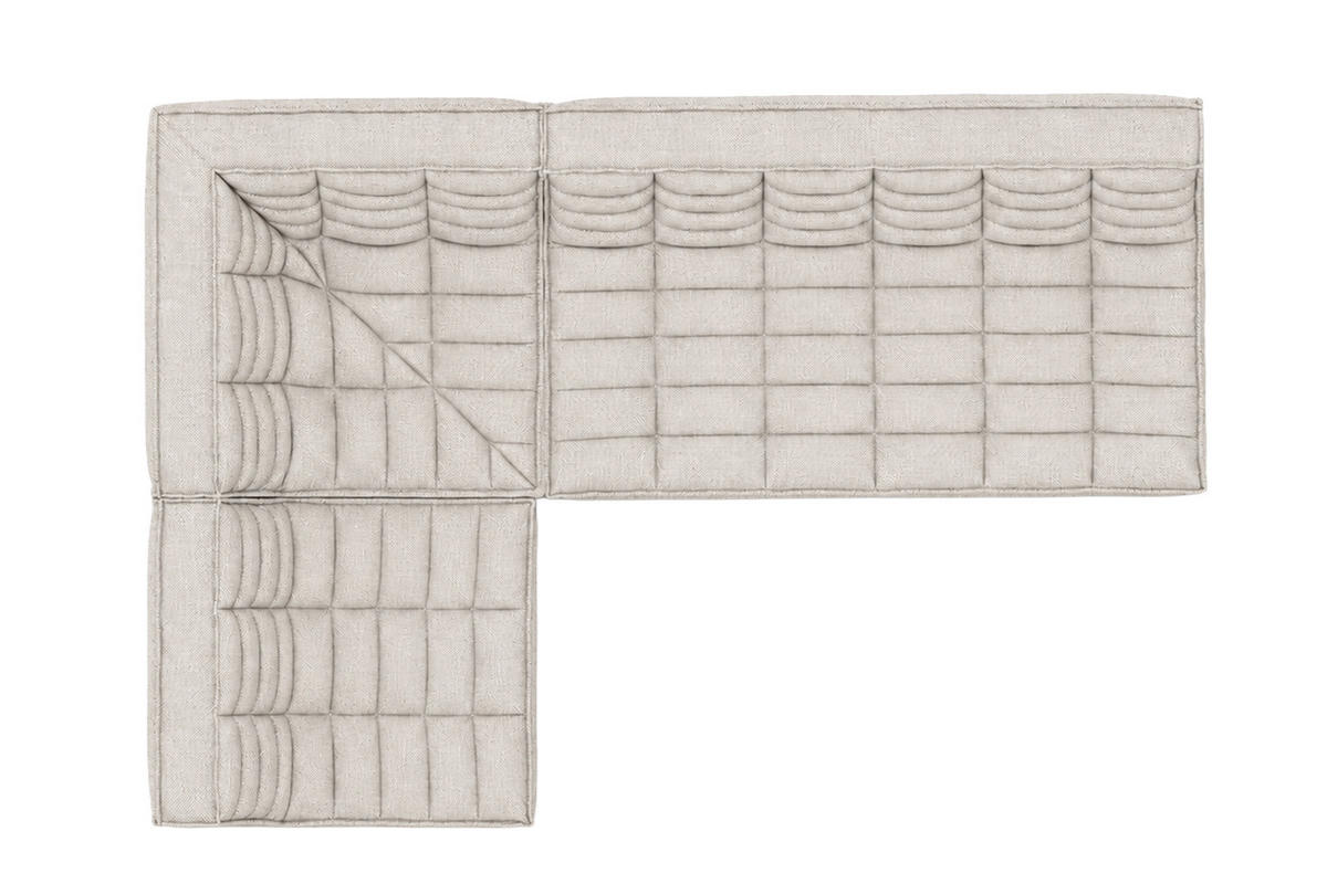 ROHOVÁ SEDAČKA modulární ve tvaru L, plyšová tkanina Pop, Béžová, Levá strana, LAZY L Mini - béžová, dřevo (253/173cm) - Kaiser Möbel