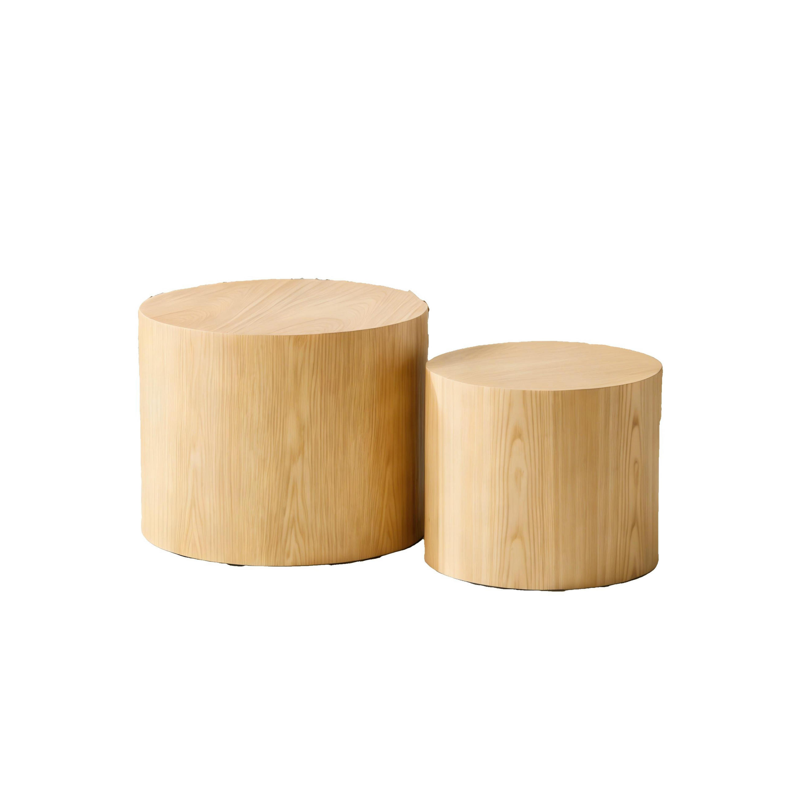 PRÍRUČNÝ stolík sada 2 ks, MDF, prírodný, priestorovo úsporný,48/48/38 cm - prírodná farba, kompozitné drevo (48/48/38cm) - BEAOK