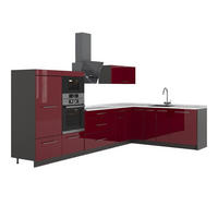 KUHINJA U OBLIKU SLOVA L Fame-Line, Bordo visokog sjaja/Antracit, 347 x 207 cm, RP Mramor - bordo/antracit, drvni materijal (347/153.6/60cm) - Vicco