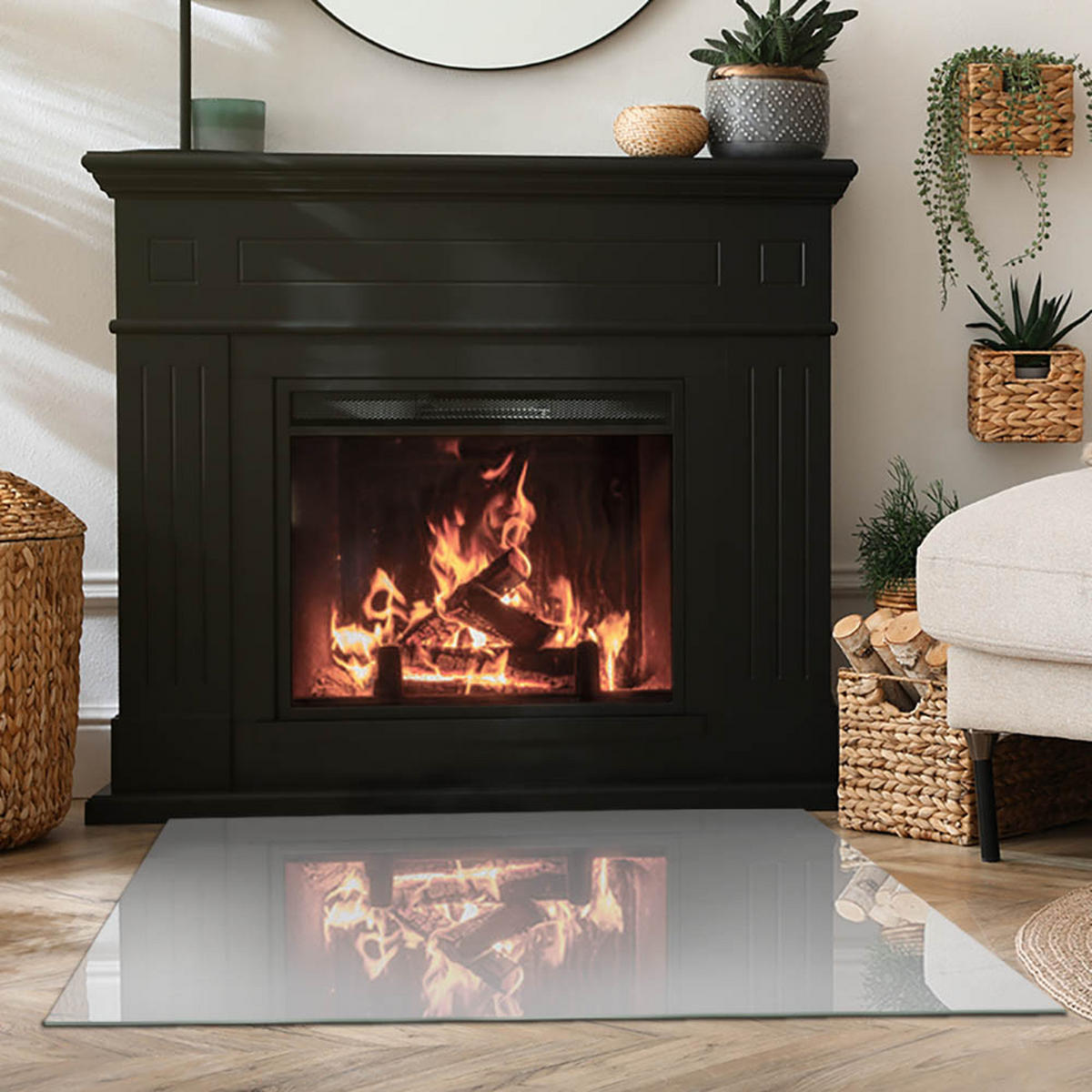 GLASPLATTE für Kamin 100x70 cm - Grau, Glas (100/70/0.4cm) - TULUP