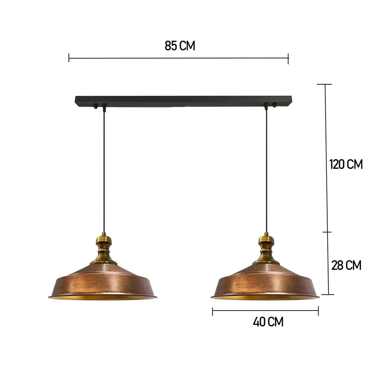 PENDELLEUCHTE Asletl 2 Flammig 40/36 cm - Goldfarben/Kupferfarben, Metall (40/36cm) - Bamyum