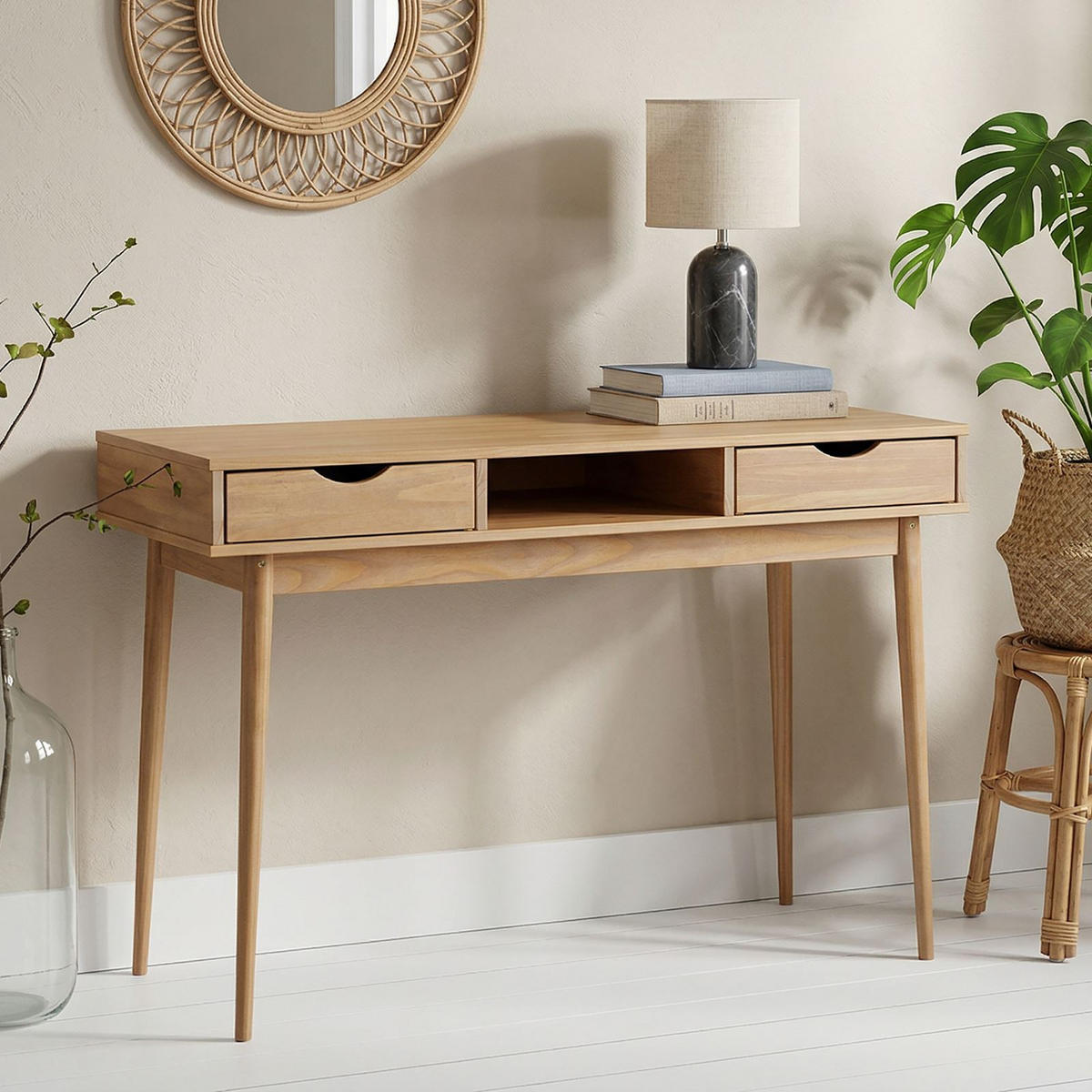 SCHREIBTISCH STEFANO - Braun, Holz (50/110/75cm) - IDIMEX