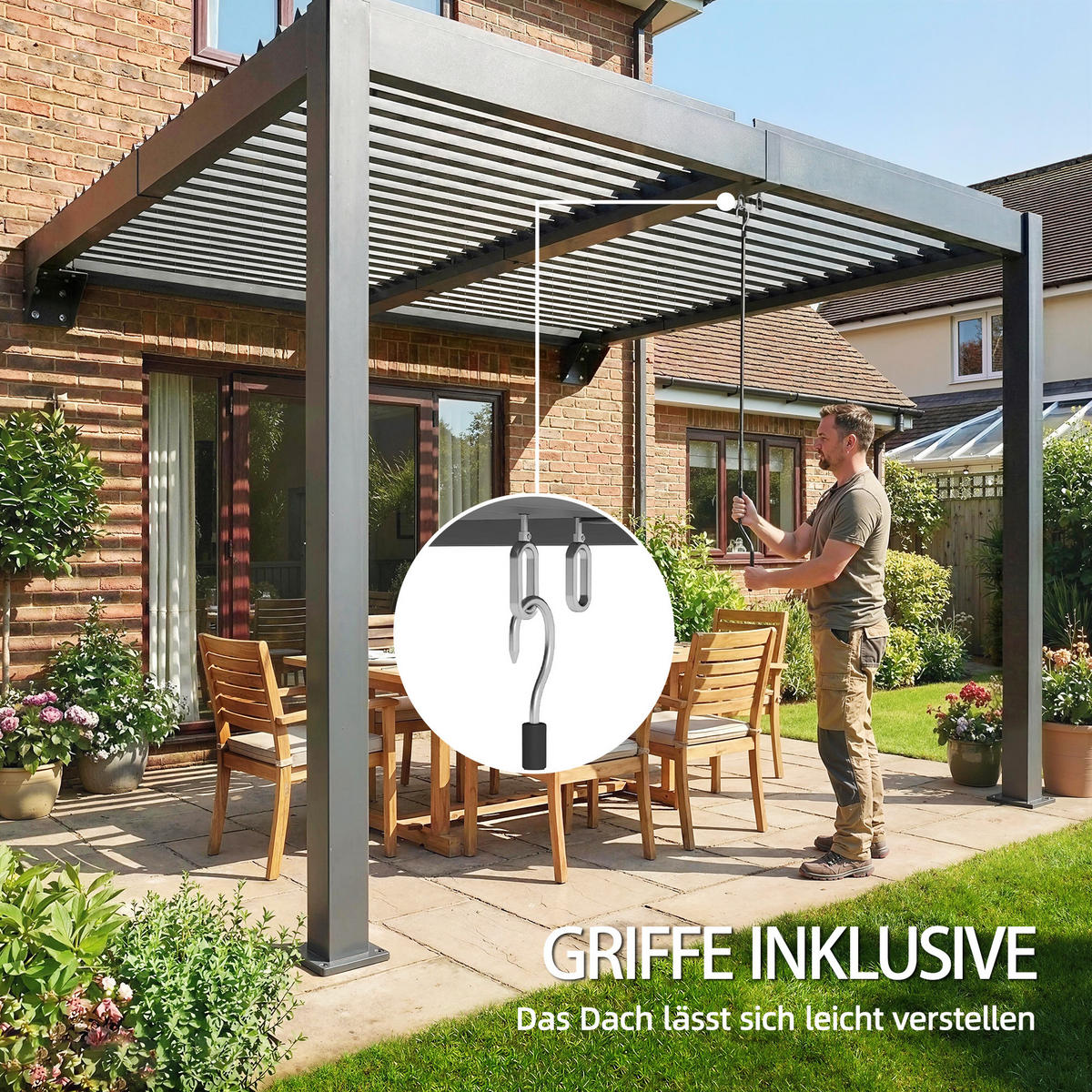 PERGOLA Aluminium Metall Dunkelgrau - Dunkelgrau, Metall (298/220/300cm) - Outsunny