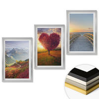 WANDBILDER 3er Set - 40x60 cm Silberner Rahmen - Landschaften Berge Baum Herz Pier - Silberfarben, Kunststoff (40/60cm) - ArtPrintCave
