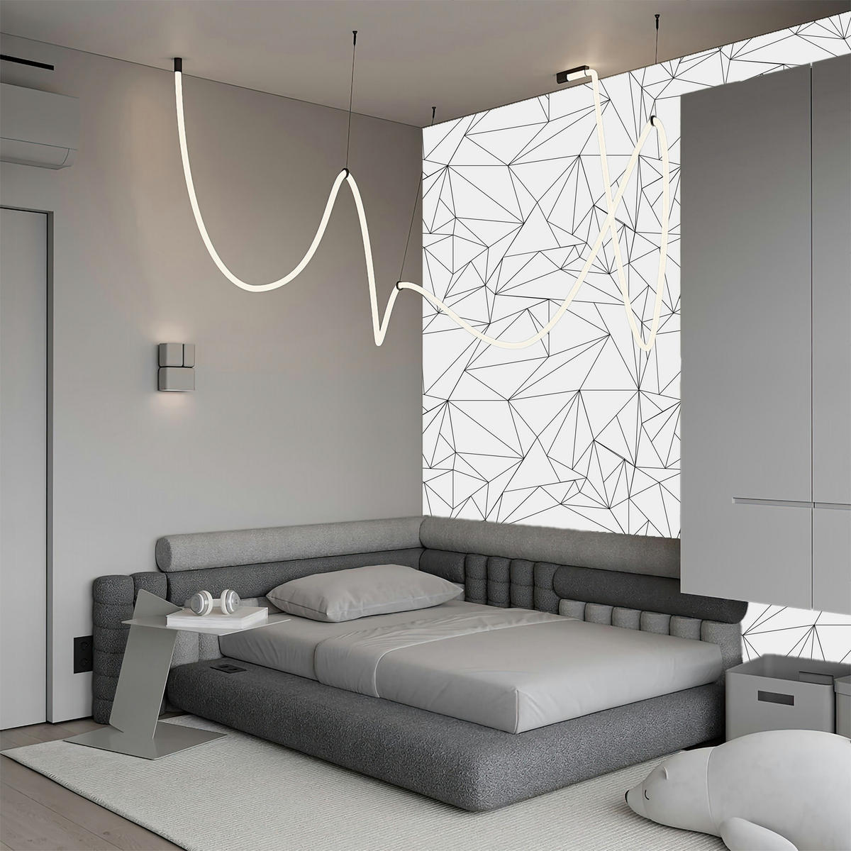 VLIESTAPETE Geometrische Linien – Schwarz, Weiß – 50x1000 cm - Schwarz/Weiß, Papier (50/1000cm) - Muralo