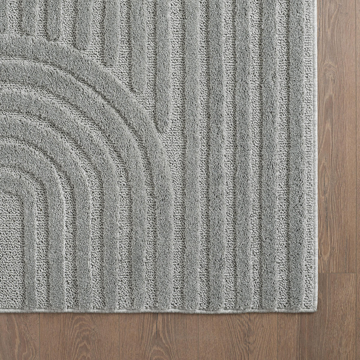 TEPPICH Hochflor Skandi-Boho Muster Polypropylen Wohnzimmer Silber Rund 160x160 - Silberfarben, Textil (160/160cm) - KADIMA DESIGN