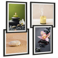 BILDER SET 4er Set - 50x50 cm & 40x60 cm Schwarzer Rahmen - Entspannende Zen-Steine für inneren Frieden - Schwarz, Kunststoff (50/50cm) - TULUP