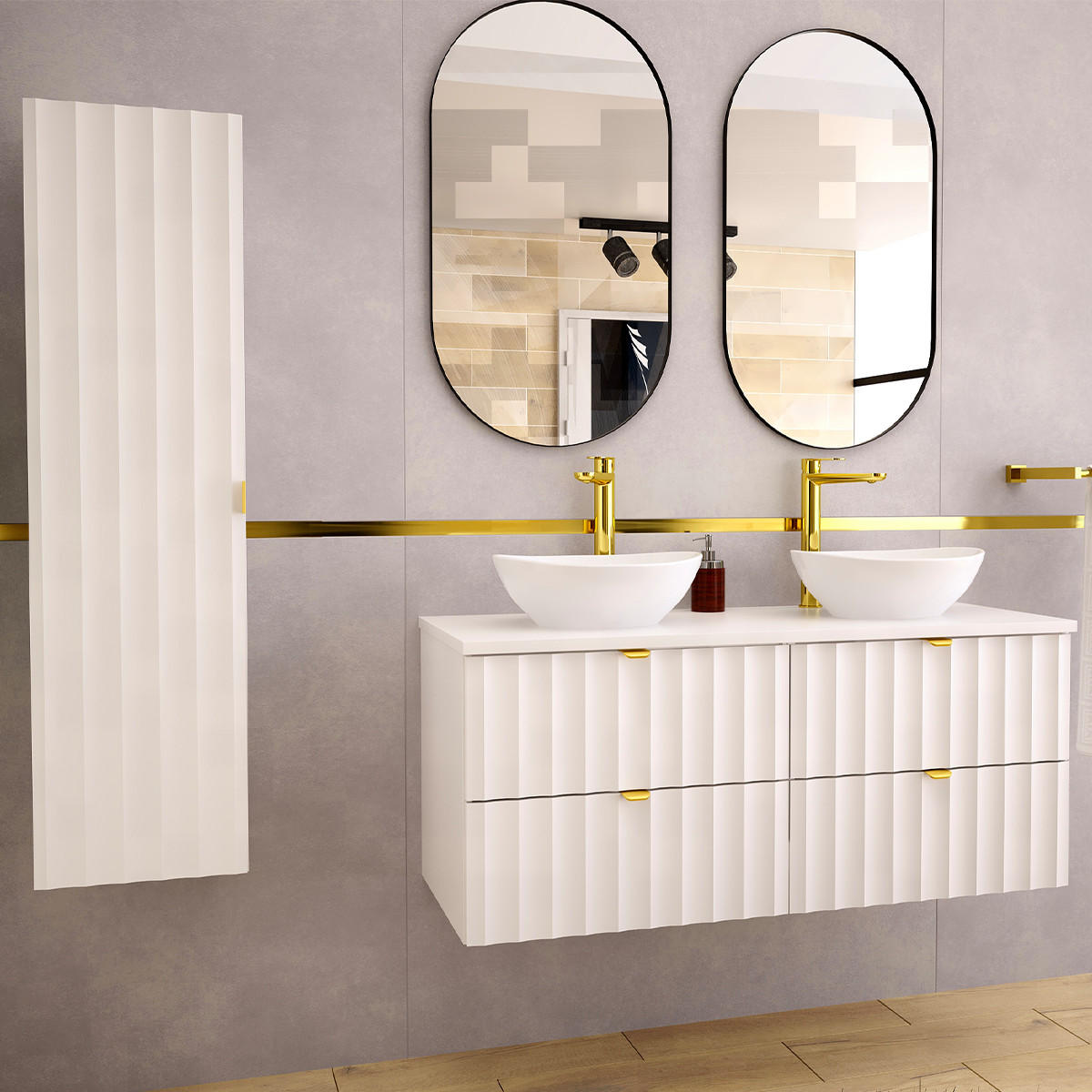 WASCHTISCHUNTERSCHRANK 120.6cm Lexa Weiß - Weiß, Holzwerkstoff (120.6/52.2/46.5cm) - Petits-meubles