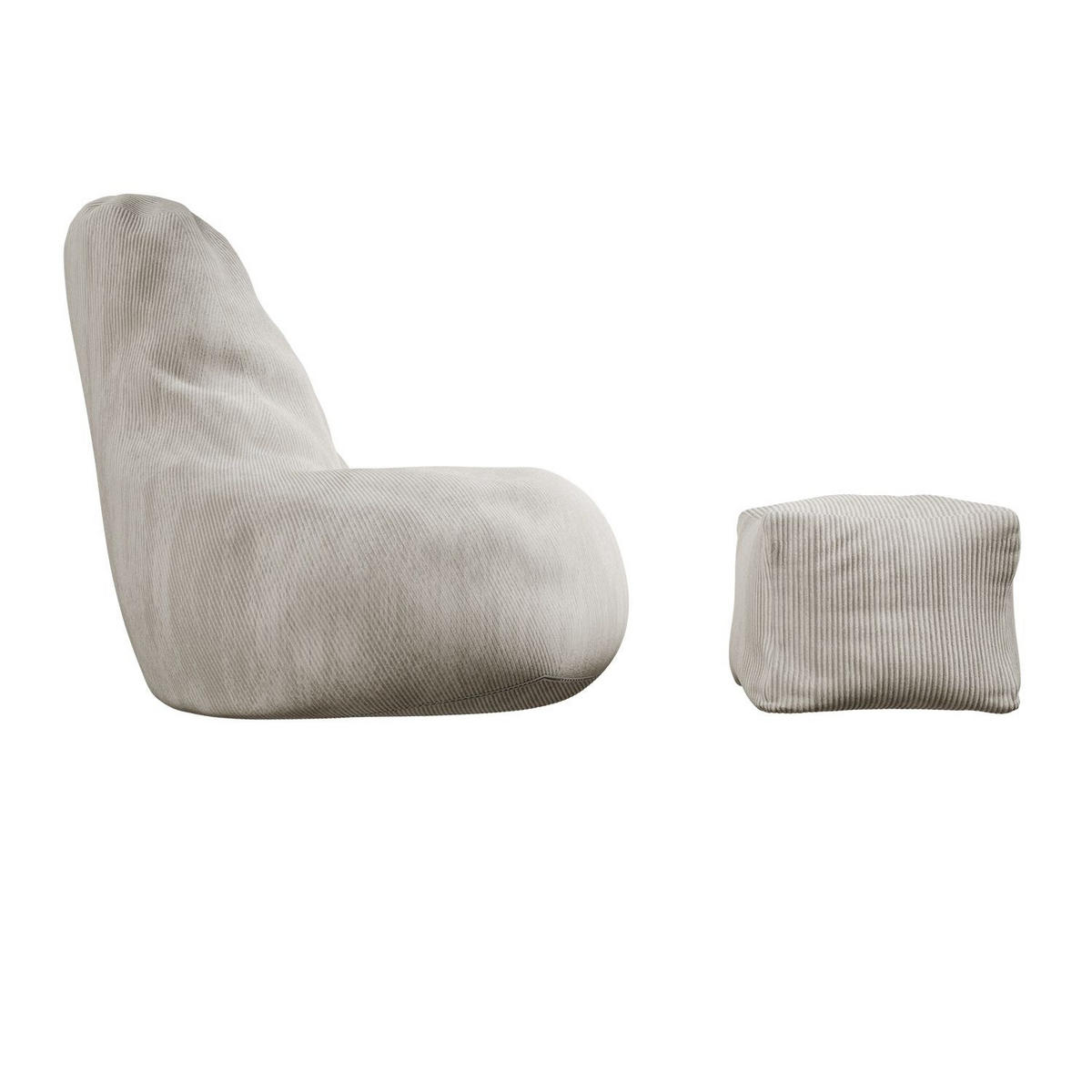 SITZSACK Chillex mit Hocker XL Cord beige - Beige, Textil (83/103/78cm) - Juskys