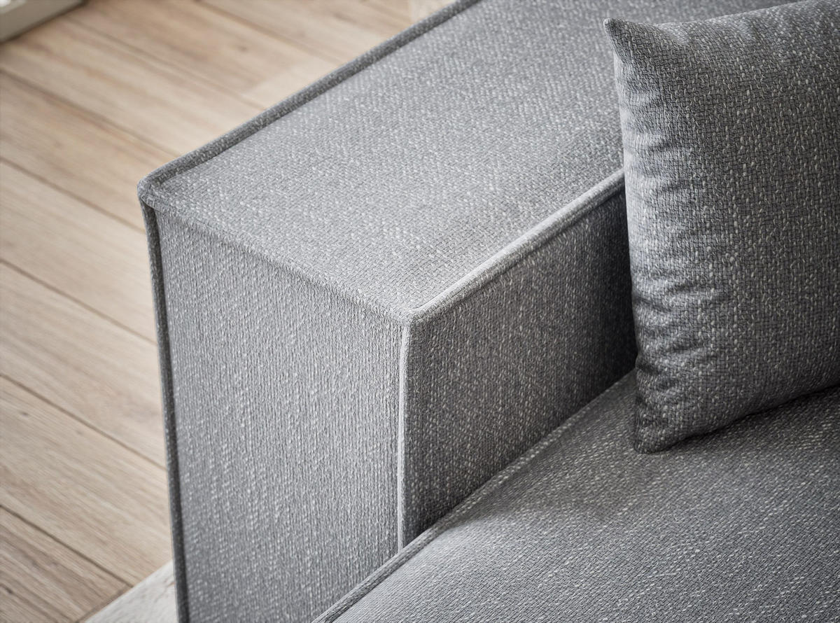 ECKSOFA MIT SCHLAFFUNKTION Zaya Grau Webstoff - Schwarz/Grau, Holz/Holzwerkstoff (255/148cm) - Maison de Reve