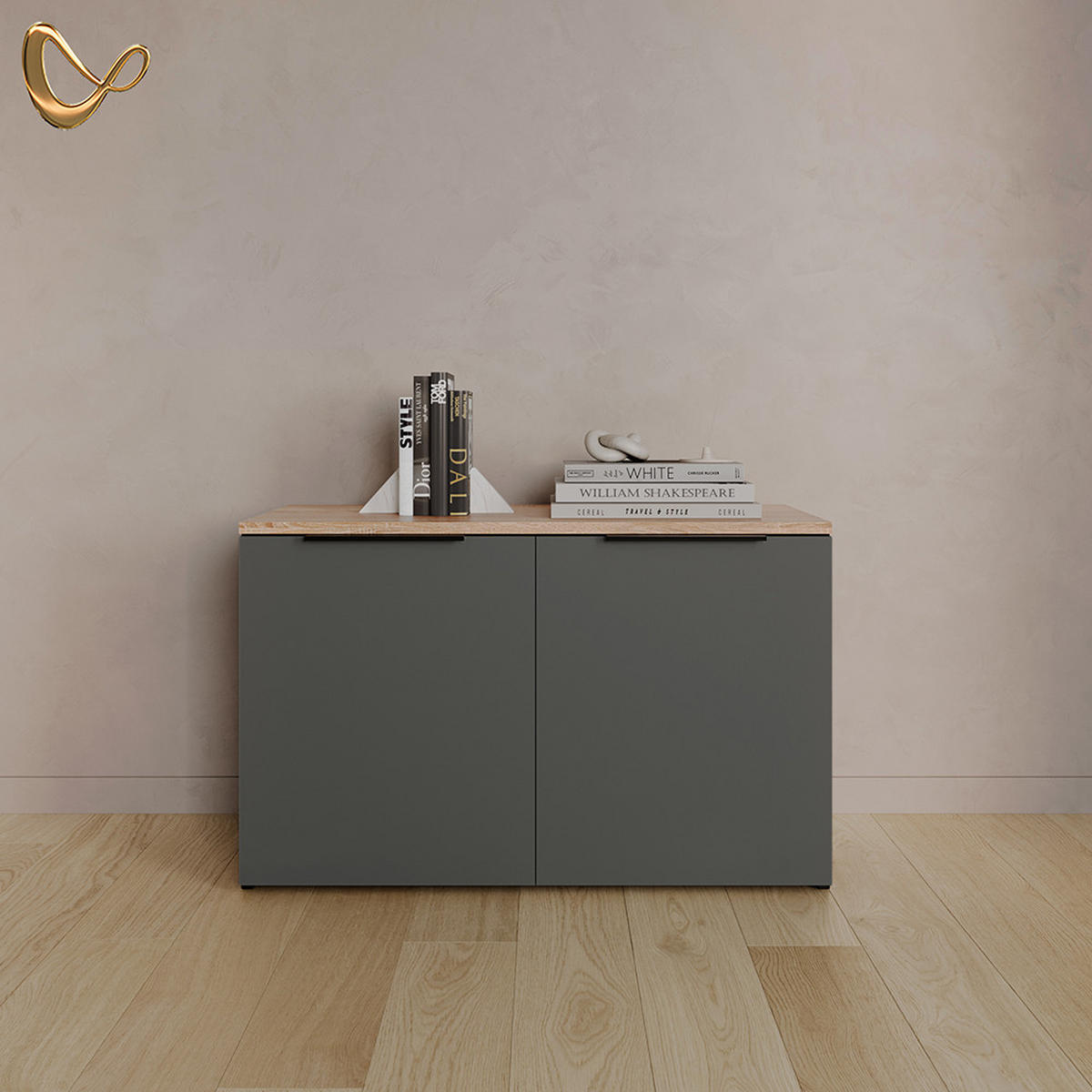 KOMMODE Piave Anthrazit mit 2 Türen - Anthrazit, Holzwerkstoff (80/50/40cm) - Livinity®