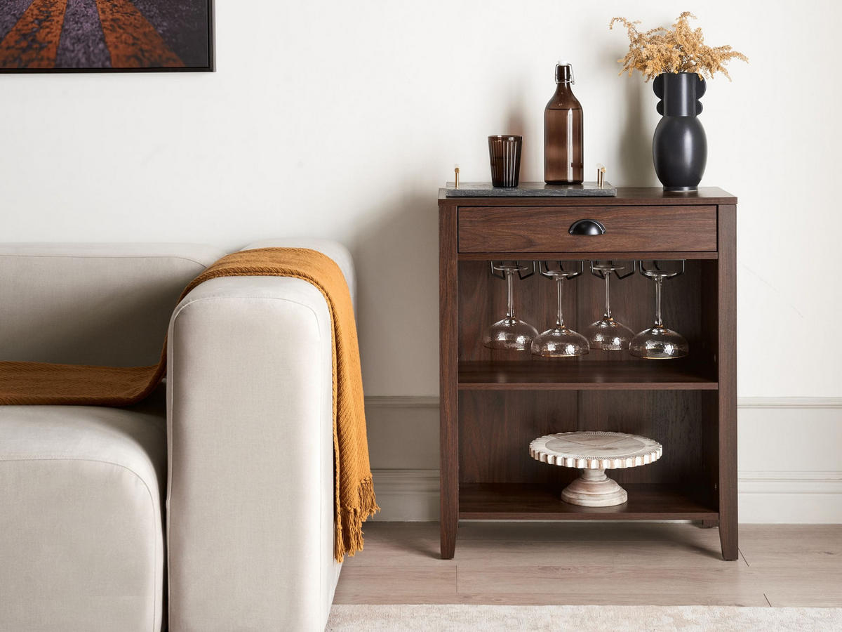 SIDEBOARD Tmavě hnědý Walkerston - hnědá, kompozitní dřevo (66/80/30cm) - Beliani