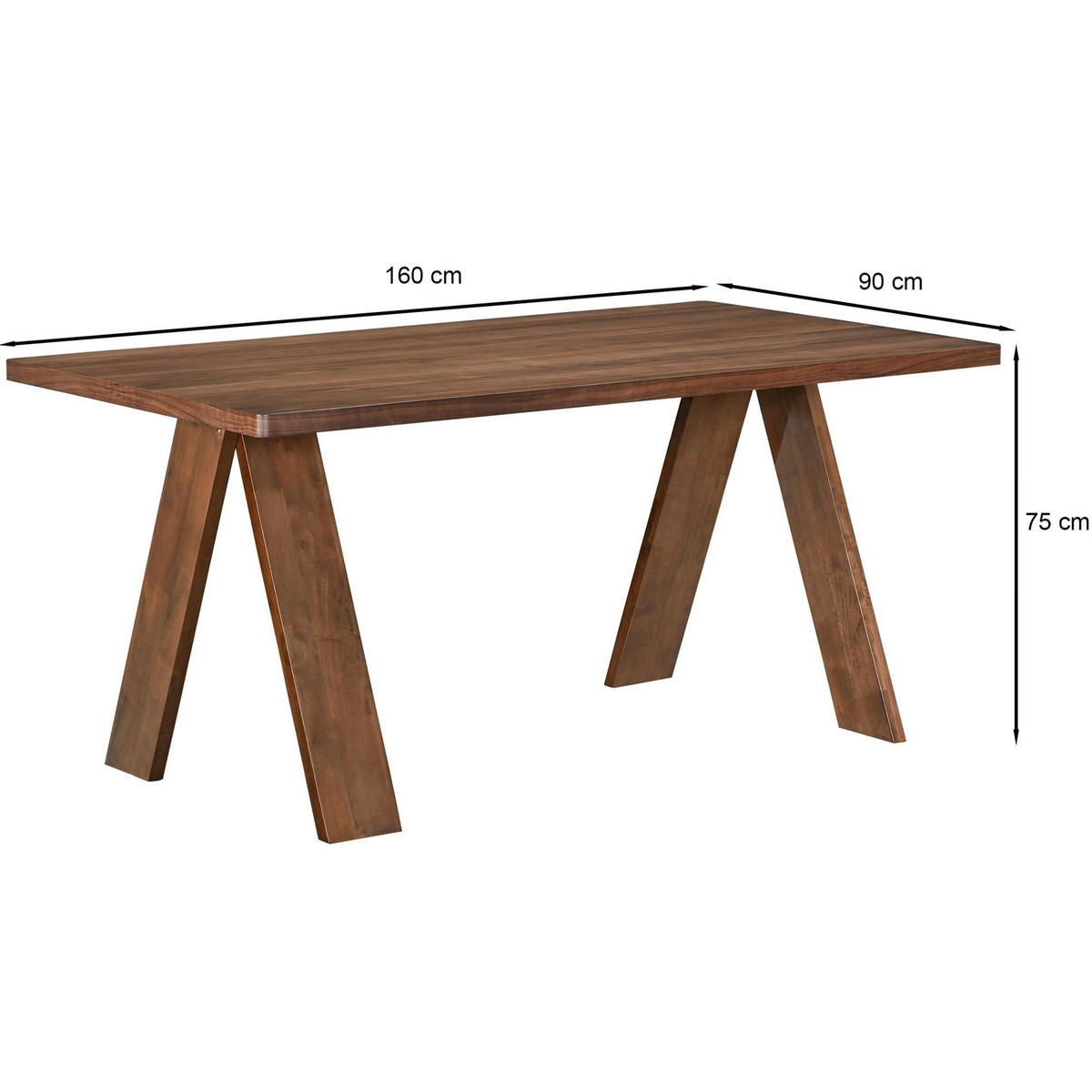 ESSTISCH Scusly Holzoptik Nussbaum 160x90 cm - Nussbaumfarben, Holz/Holzwerkstoff (90/160/75cm) - Selsey