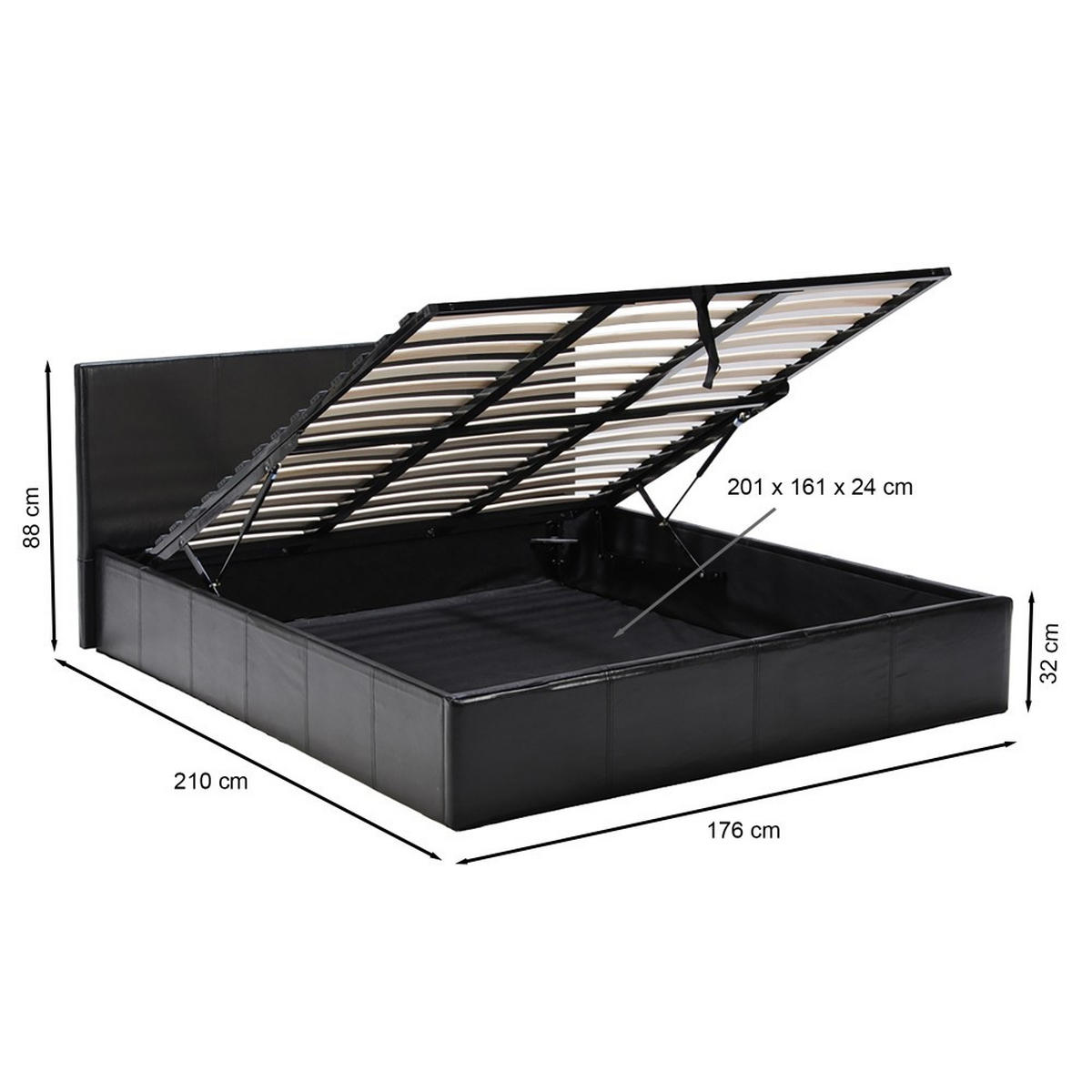 BETT BARCELONA 160x200 - Schwarz - Schwarz, Holzwerkstoff (160/200cm) - Weber Industries