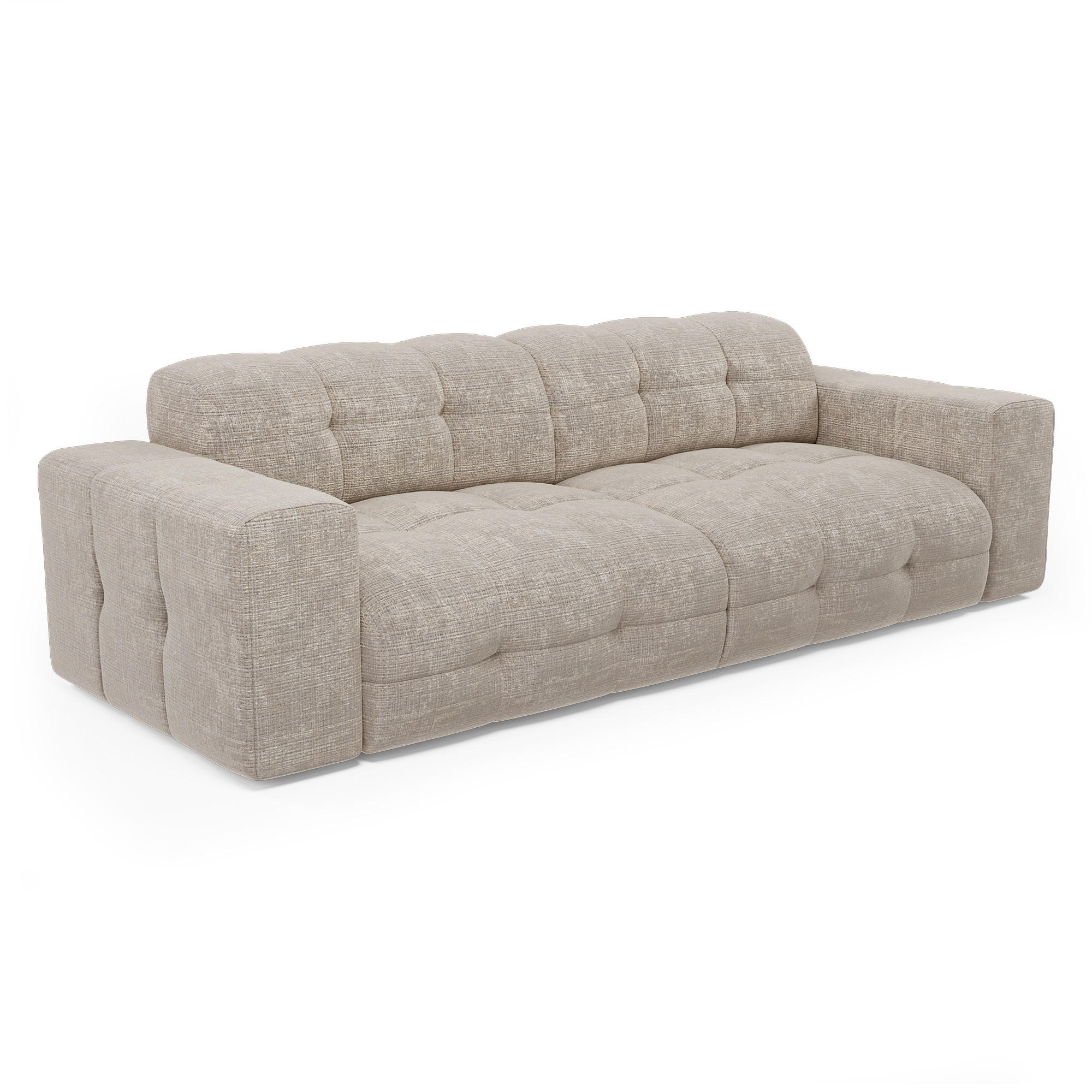 SOFA 4-SITZER geprägter Samt beige 230cm - Beige, Textil (230/85/92cm) - Sia Home