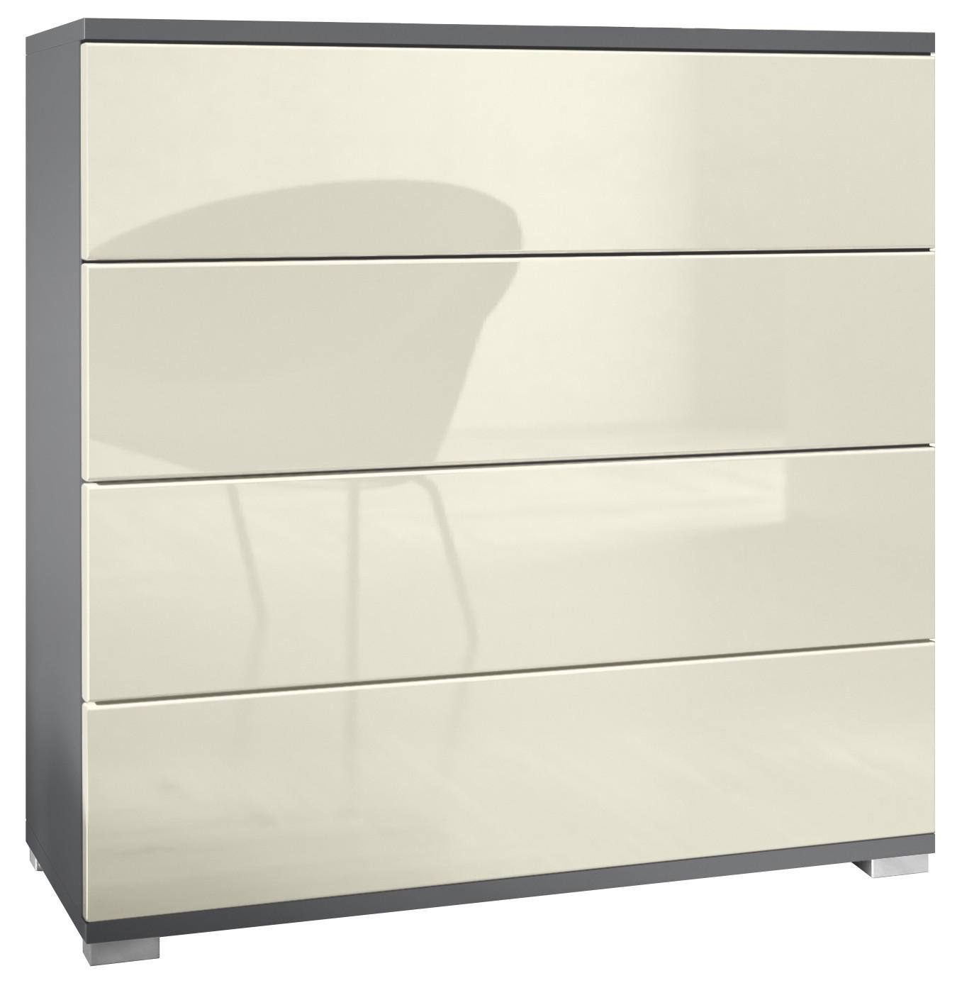 KOMMODE Pavos Creme Hochglanz - Creme, Holzwerkstoff (76/76/35cm) - Vladon
