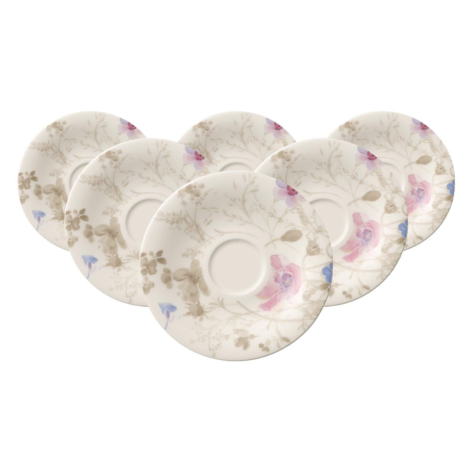 KAFFEE-/TEEUNTERTASSEN Mariefleur Gris Basic bunt ø 16,7 cm 6er Set - Multicolor, Keramik (16.7cm) - Villeroy & Boch