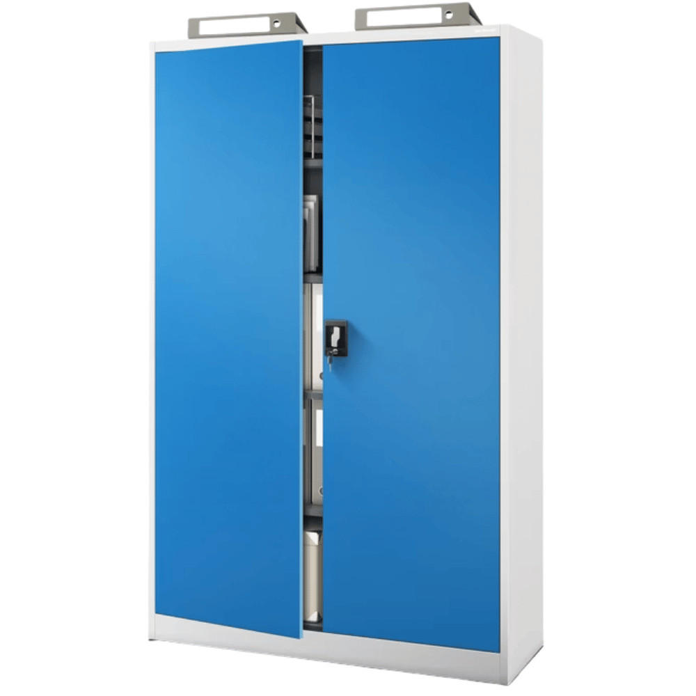AKTENSCHRANK abschließbar KADO mit Flügeltüren 185x115x40cm Grau-Blau - Grau, Metall (115/185/40cm) - DELUKE