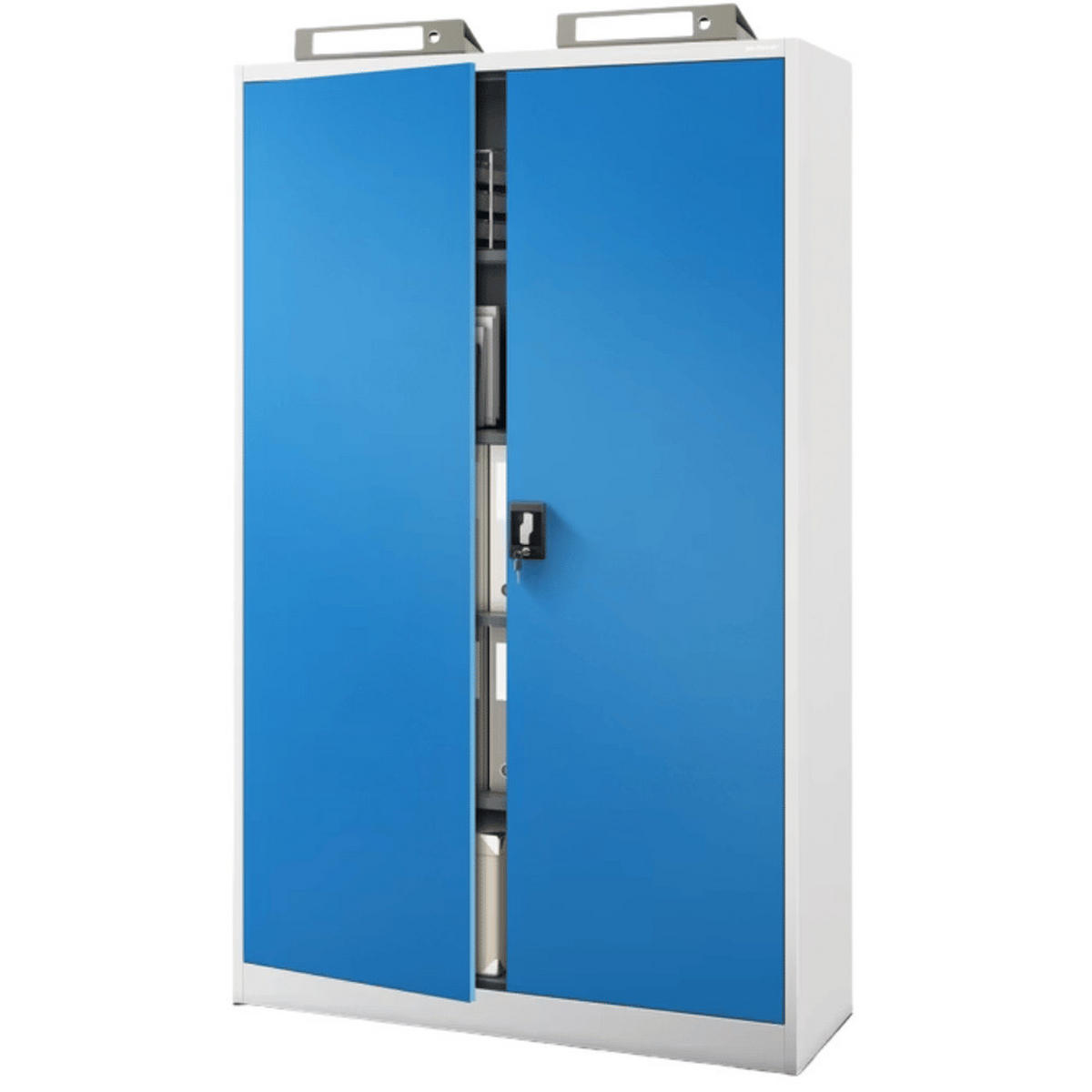 AKTENSCHRANK abschließbar KADO mit Flügeltüren 185x115x40cm Grau-Blau - Grau, Metall (115/185/40cm) - DELUKE