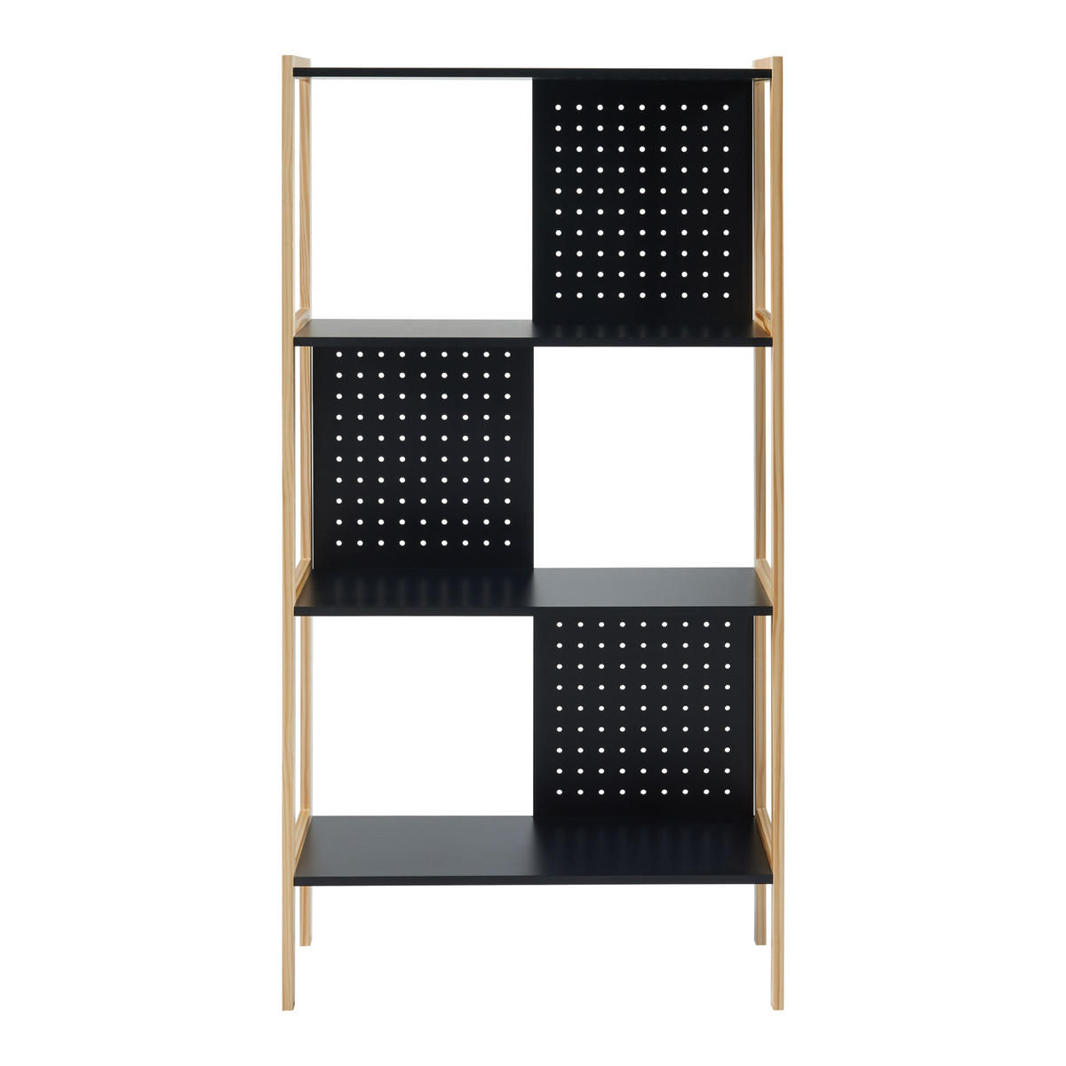 STANDREGAL Dønna - Schwarz/Naturfarben, Holzwerkstoff (63/120/28cm) - [en.casa]