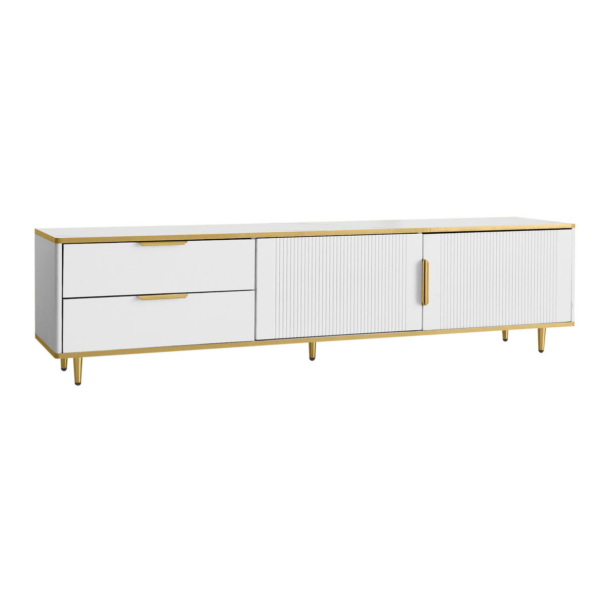 TV-LOWBOARD 170/37/45 cm mit 2 Schubladen und 2 Türen - Weiß, Holzwerkstoff (175/45/40cm) - BEAOK