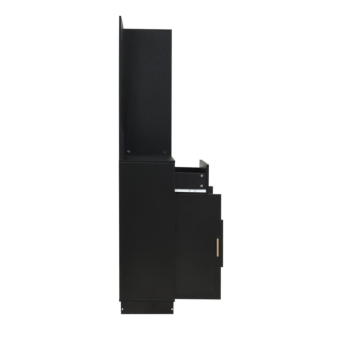 DIELENGARDEROBE 110/33/185,5 cm in Schwarz mit Spiegel und Schuhablage - Schwarz, Holzwerkstoff (110/185.5/33cm) - BEAOK