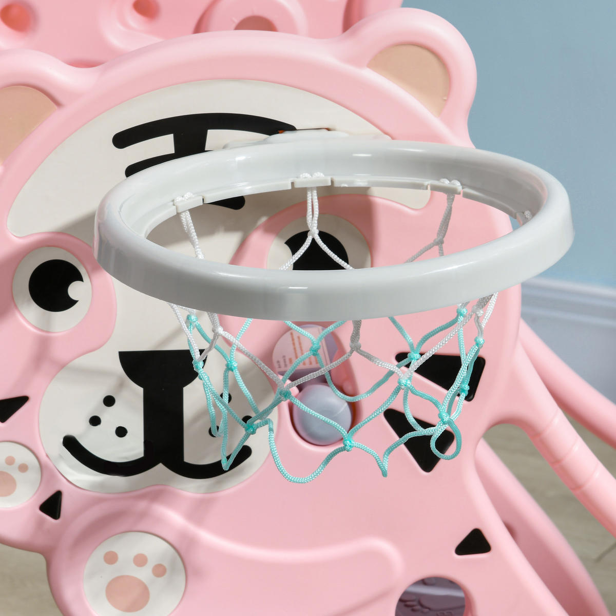KINDERRUTSCHE DE-17985 3-in-1 mit Basketballkorb & Tigermotiv Rosa - Pink, Kunststoff (60/70/133cm) - ComfortXL