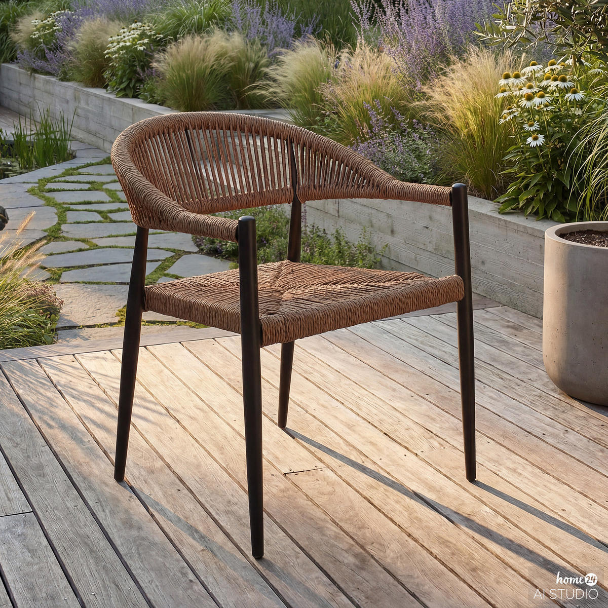 GARTENSTUHL - Aluminium / Polyrattan - Honig, Kunststoff/Metall (56/77/60cm) - home24