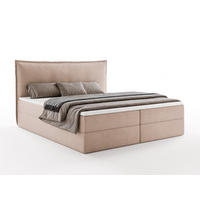 BOXBETT ARENO 200x200 cm Komplett-Set mit Bettkasten, Bonell-Matratze H3 und Topper - Hellbraun - Hellbraun, Textil (200/200cm) - Luxkor24