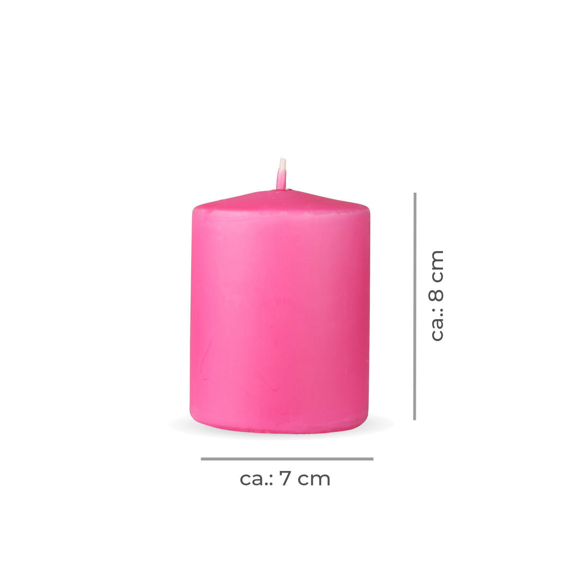 STUMPENKERZEN 8er Pack "Rosa", Größe Ø7cm x Höhe: 8 cm - Rosa, Naturmaterialien (7/8cm) - Bestlivings