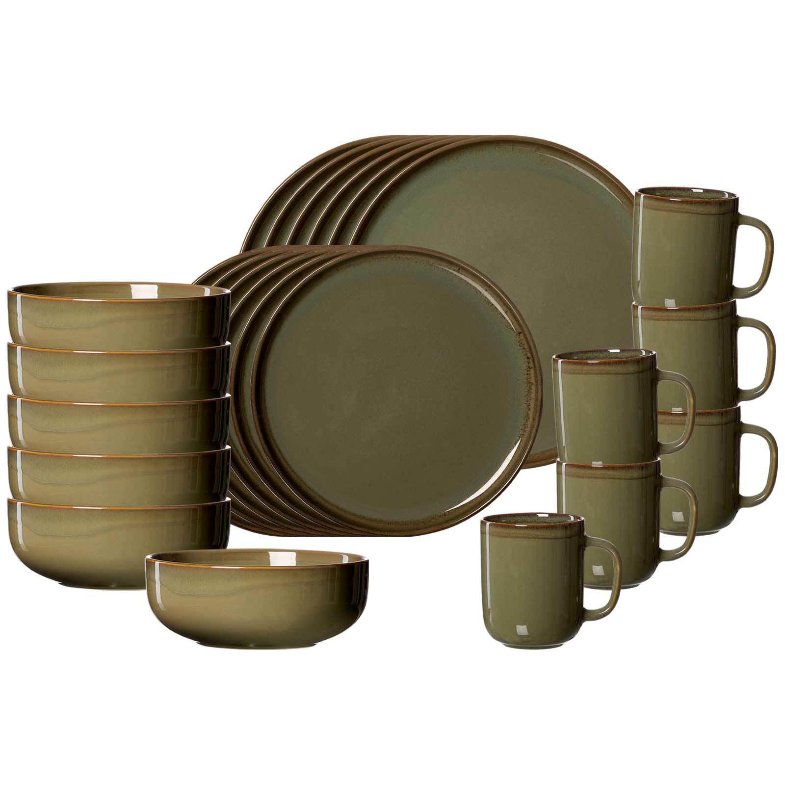 KOMBISERVICE Malaga Grün 24er Set - Grün, Keramik (1/1/1cm) - Ritzenhoff Breker