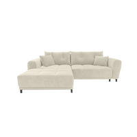 ECKSOFA Massimo Cordstoff Greige inkl. Schlaffunktion Links - Greige/Schwarz, Textil/Metall (246/177cm) - 99rooms