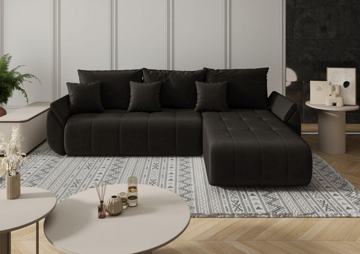 ECKSOFA mit Schlaffunktion TOKYO L Monolith 95 Links - Dunkelbraun, Textil (280/185cm) - Bedante