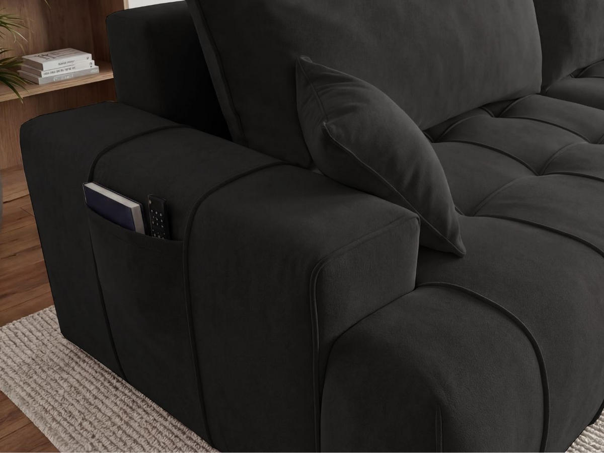 ECKSOFA Tulio Schwarz Rechts - Schwarz, Holz/Textil (165/270cm) - Graingold