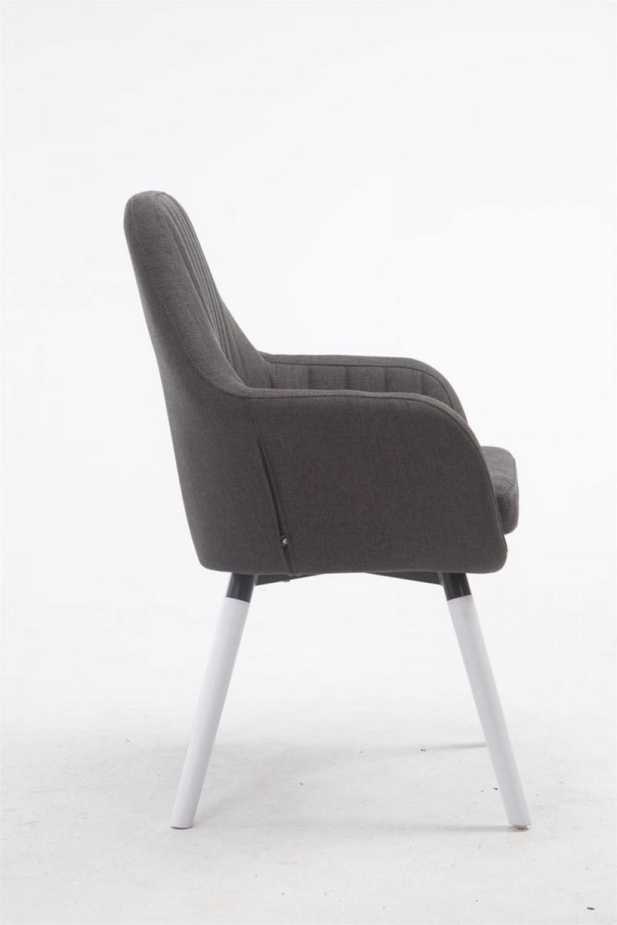 ARMLEHNENSTUHL Stoff dunkelgrau - Dunkelgrau/Weiß, Holz/Textil (67/93/58cm) - CLP