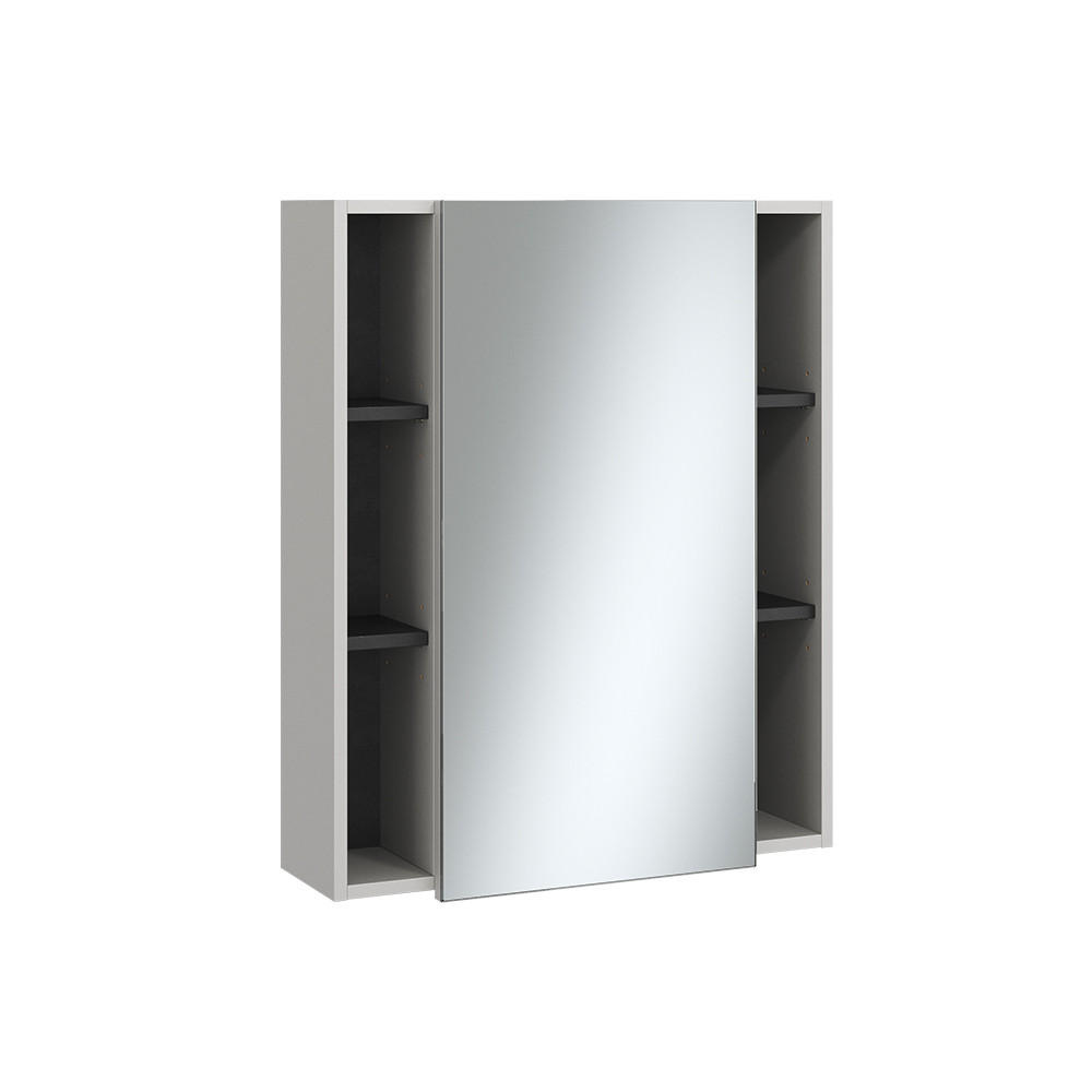 BADSPIEGELSCHRANK Gerta Grau 65 x 80 cm mit Tür und offenen Fächern - Grau, Holzwerkstoff (65/80/20cm) - Vicco