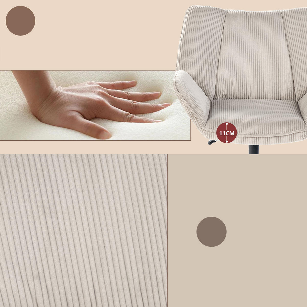 DREHESSEL 4er Set in Taupe - Taupe, Textil (72/90.5/66.5cm) - Meubles Cosy