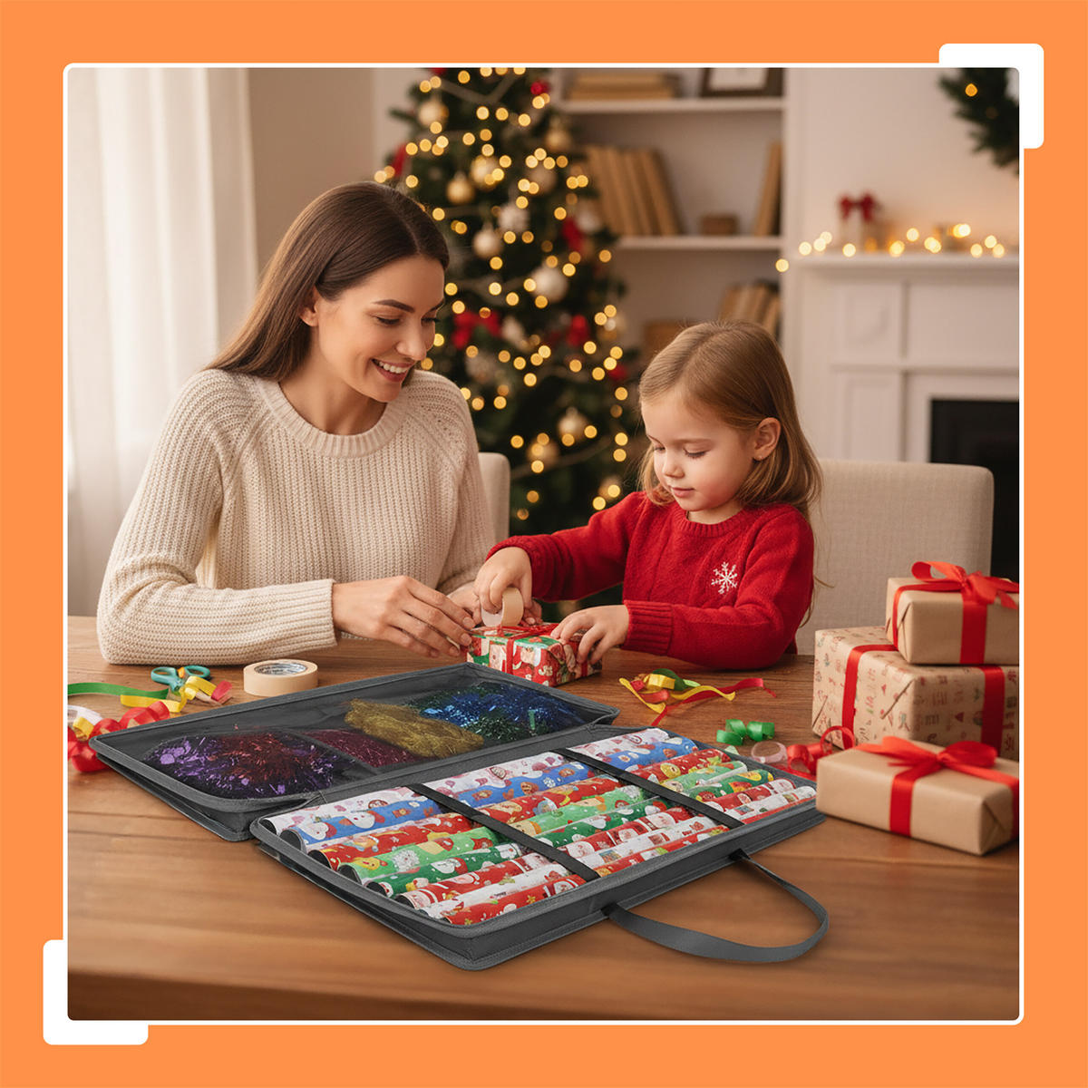 GESCHENKPAPIER-AUFBEWAHRUNG - Grau, Kunststoff/Textil (82/34/13cm) - Relaxdays