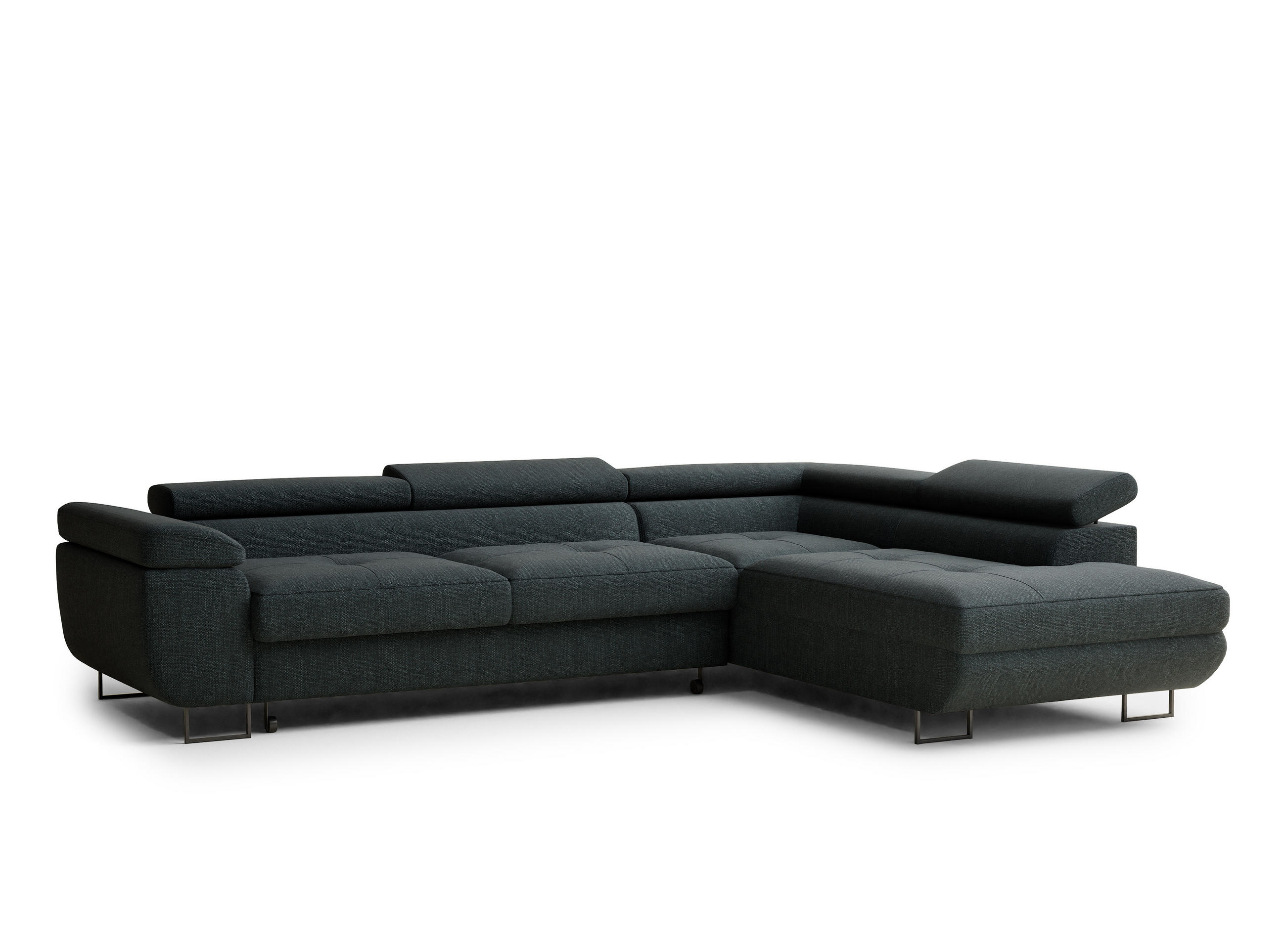 ECKSOFA Concord Türkis Webstoff - Rechts Seite - Türkis/Schwarz, Holz/Holzwerkstoff (277/203cm) - Maison de Reve