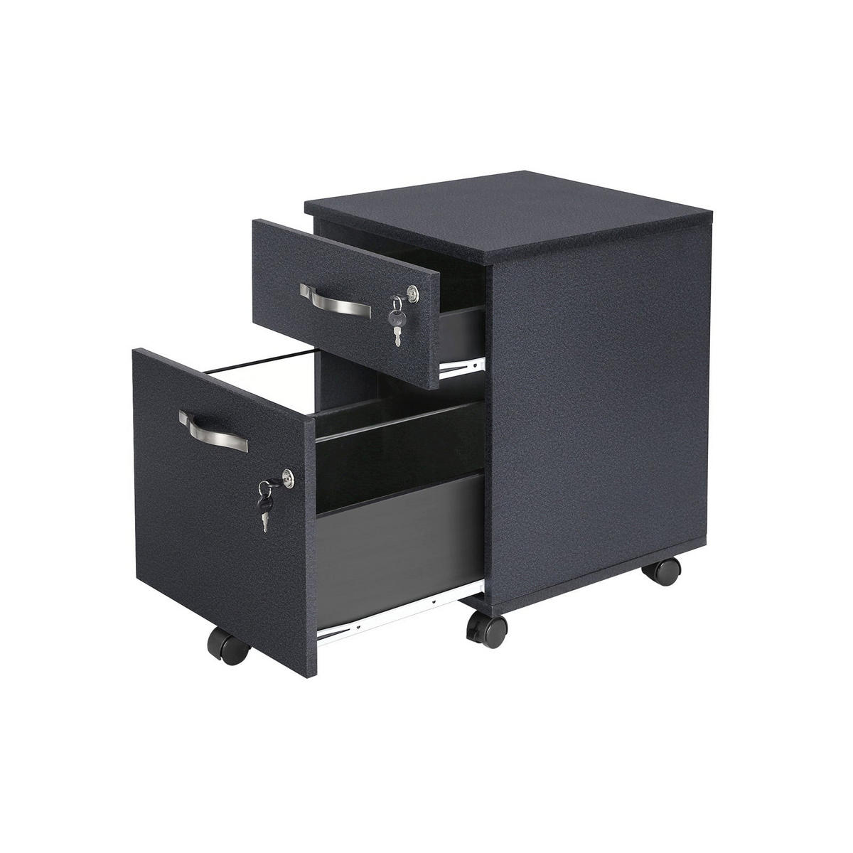 ROLLCONTAINER - Schwarz, Holzwerkstoff (44/55/40cm) - Hansiro