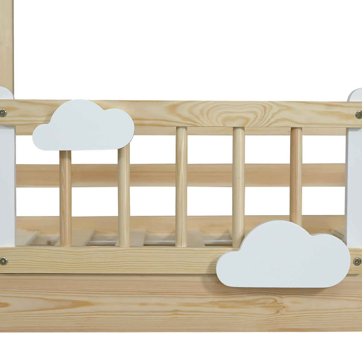 HOCHBETT Kinderbett Weiß+Natur - Naturfarben, Holz (90/200cm) - ComfortXL