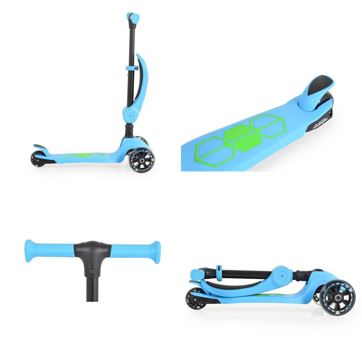 KINDERROLLER 2 in 1 Lamborghini blau Laufrad, Lenkerhöhe verstellbar, klappbar - Blau, Kunststoff (57/26/52cm) - Moni