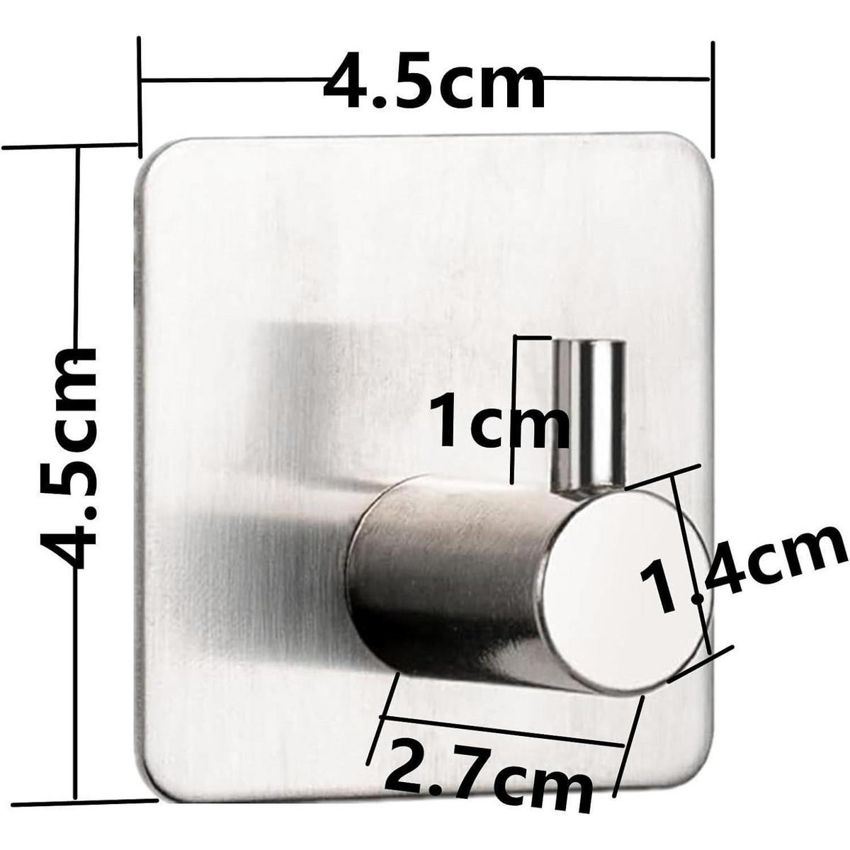 HANDTUCHHAKEN 6 Stück Set Selbstklebend Edelstahl Silber - Silberfarben, Metall (4.5/2.7/4.5cm)