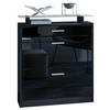 SCHUHSCHRANK Loret Front in Schwarz Hochglanz - Schwarz Hochglanz, Holzwerkstoff (89/104/23cm) - Vladon