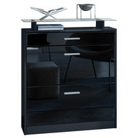 SCHUHSCHRANK Loret Front in Schwarz Hochglanz - Schwarz Hochglanz, Holzwerkstoff (89/104/23cm) - Vladon