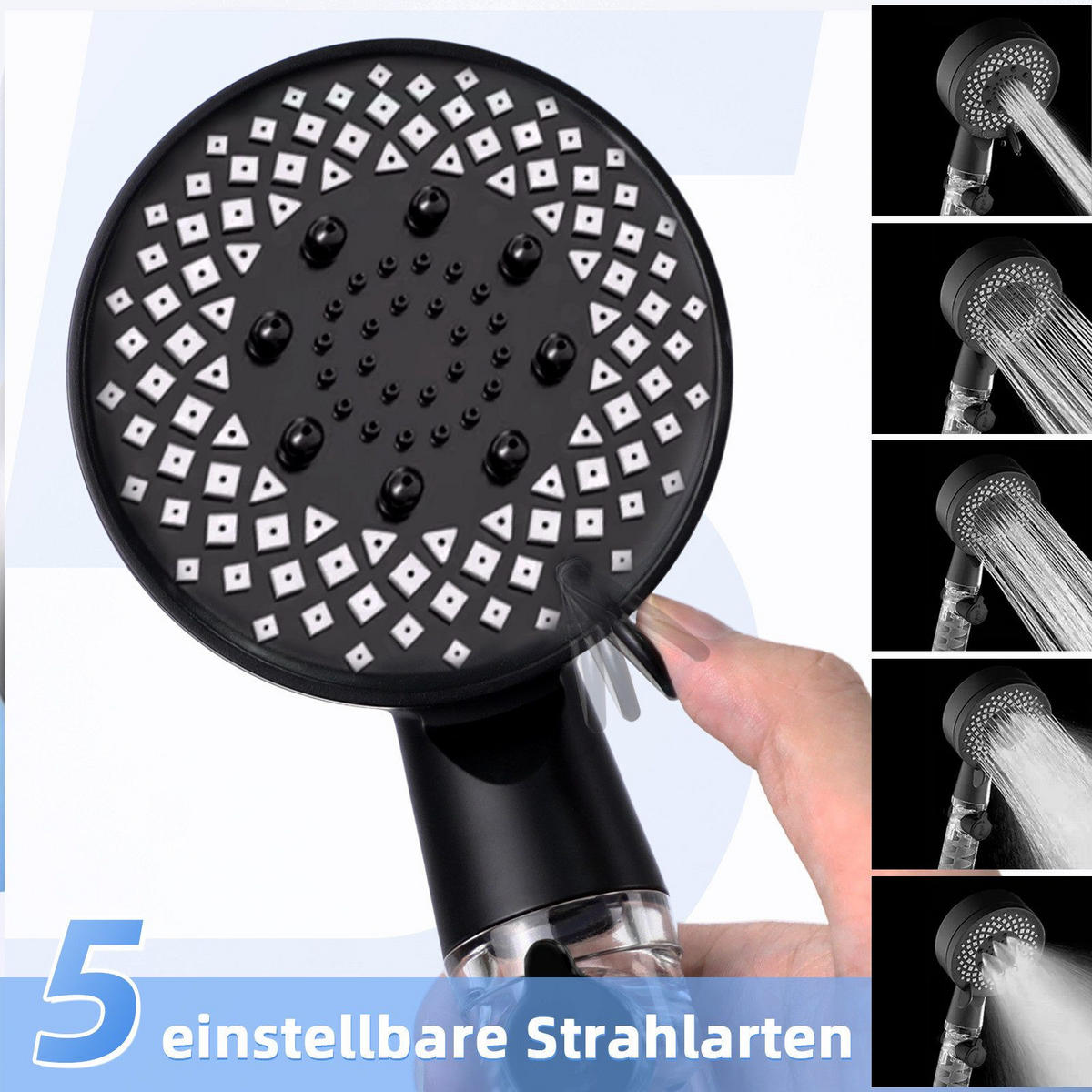 DUSCHKOPF WasserOase - Schwarz, Kunststoff (4/26/9cm) - Nettlife