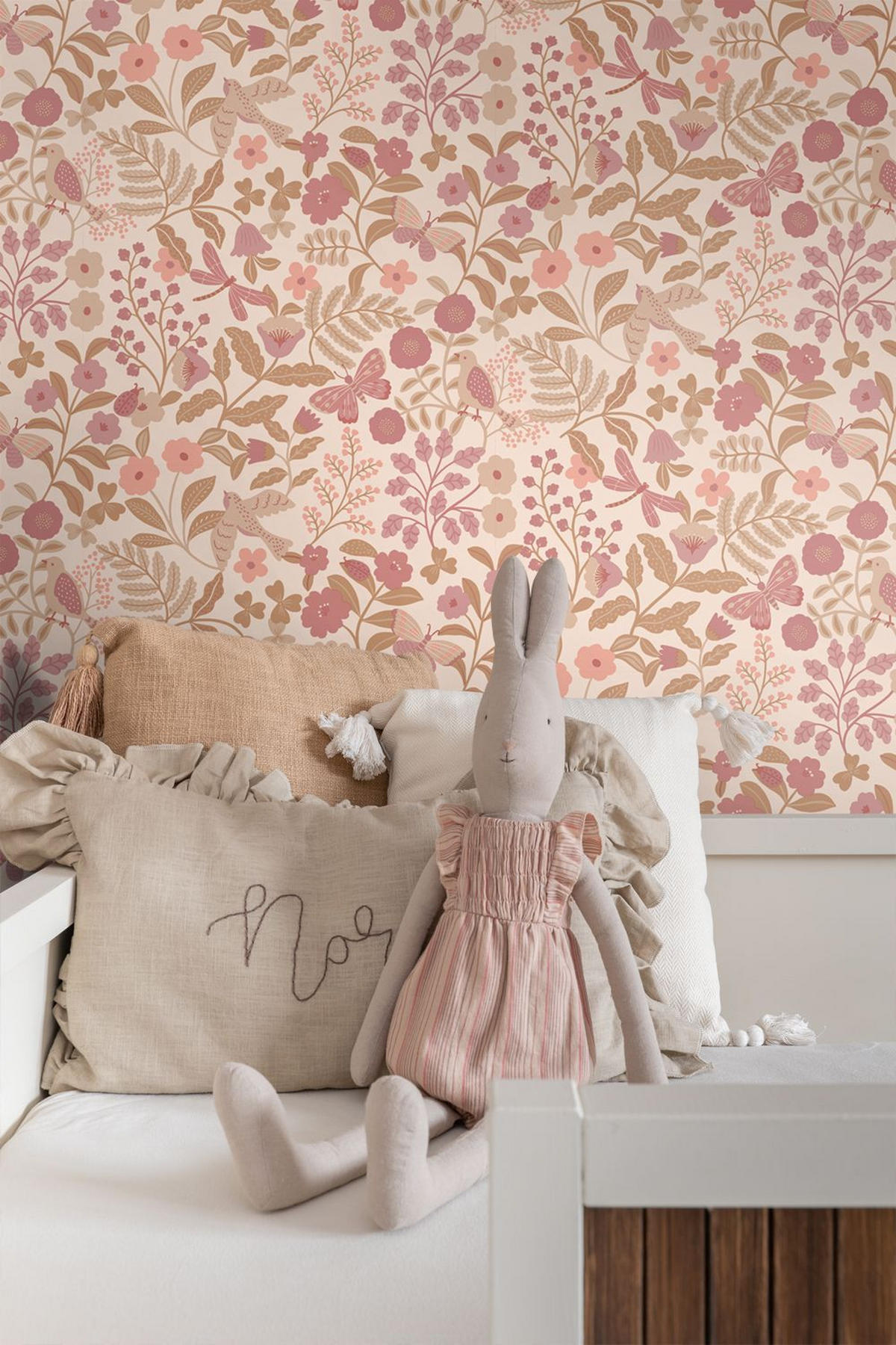 TAPETE Blumen und Vögel 50 x 900 cm - Pink, Papier (50/0.1cm) - ESTAhome
